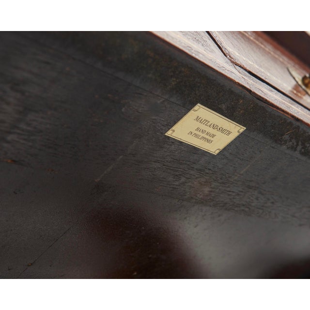 Vintage Maitland-Smith Leather-Wrapped Regency-Style Games Table W/Brass Paw Feet For Sale - Image 9 of 10