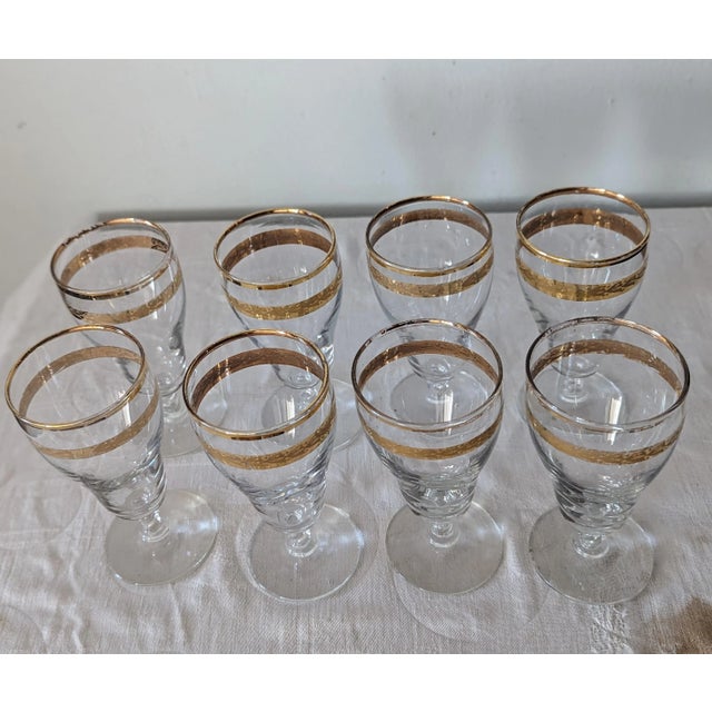 Mid-Century Modern Vintage Libbey 22k Gold Leaf Stemware Set, 3 Sizes- 24 Pieces For Sale - Image 3 of 8