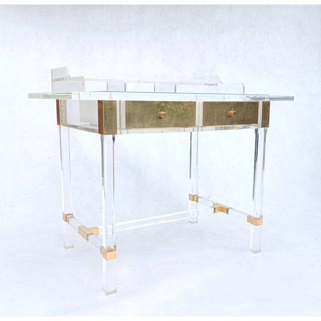 Acrylic Glass and Brass Desk by Charles Hollis Jones, 1990s For Sale - Image 14 of 17