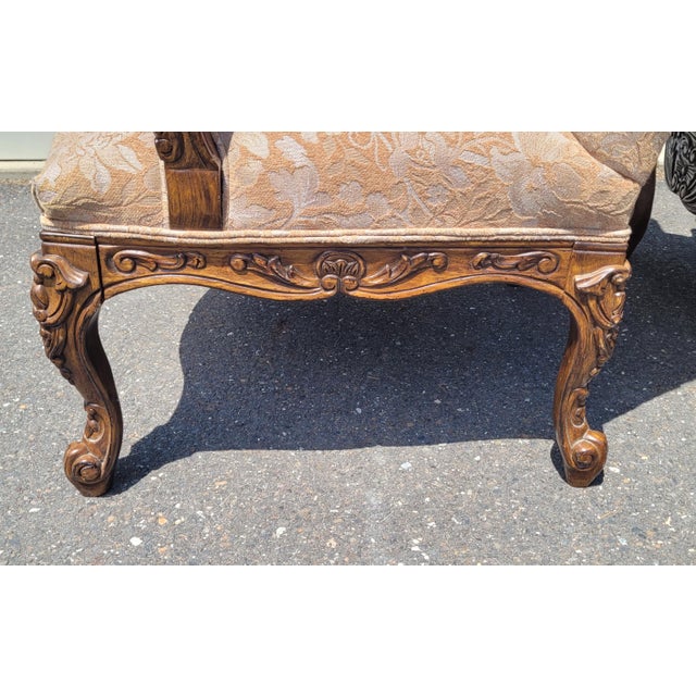 American 1990s Fine Pair of Large High Back Georgian Style Armchairs For Sale - Image 3 of 12