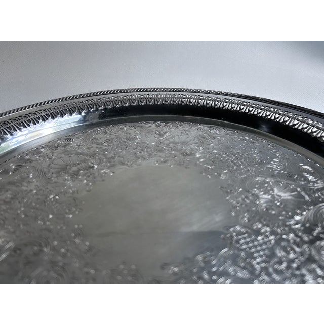 Mid 20th Century Wm Rogers Larger Silver Plate Round Serving Tray For Sale - Image 9 of 18