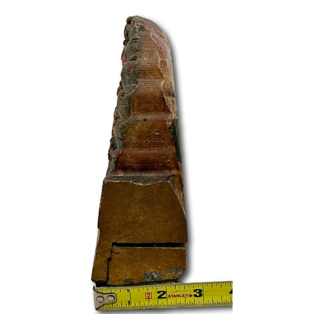 Unusual Antique Italian Hand Carved & Painted Wood Madonna & Child Sicilian Donkey Cart Fragment - Weighted for Doorstop For Sale - Image 18 of 18
