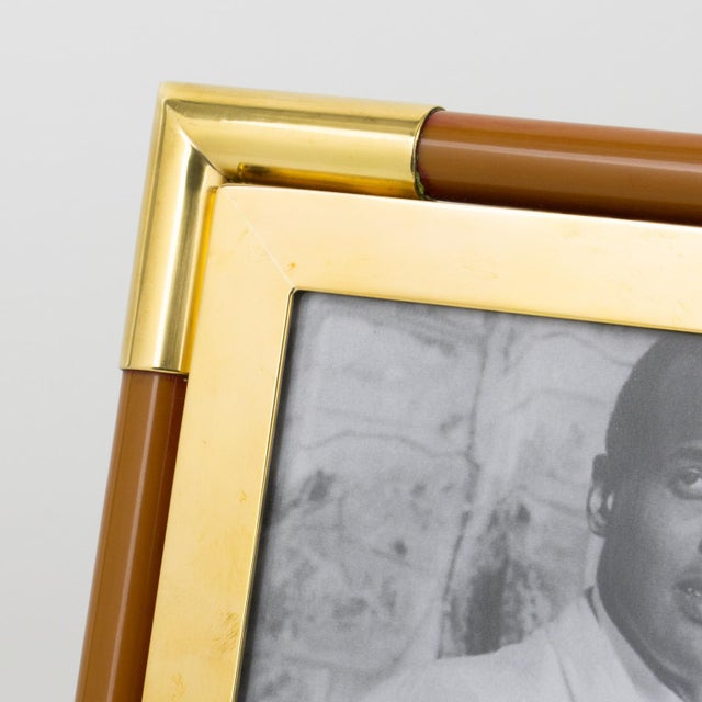 Gold Christofle Gilded Brass and Lacquer Resin Picture Frame, circa 1970 For Sale - Image 8 of 9