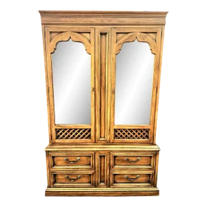 Jim Peed Drexel Moorish Spanish Revival Esperanto Collection Pecan Wood China Cabinet - Made in 1964