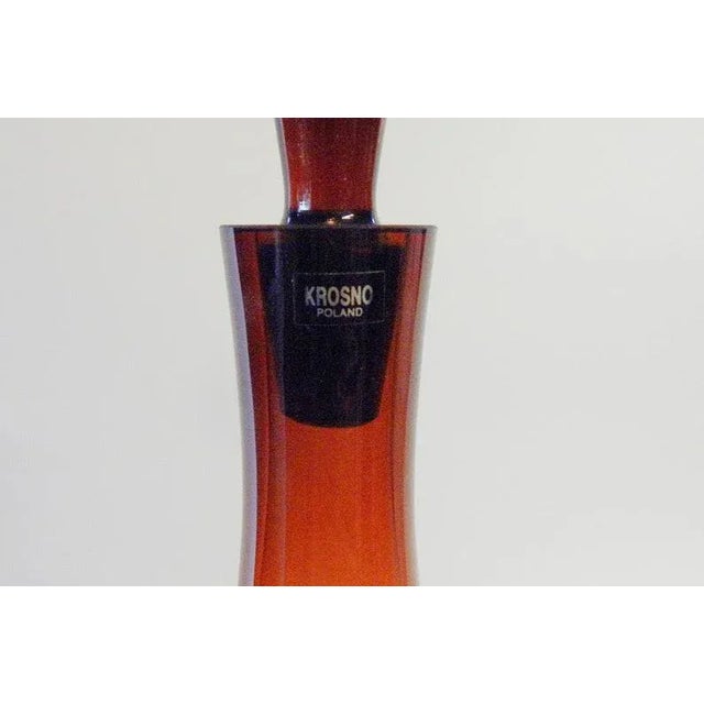 Mid Century Amber Art Glass Vases and Decanter Set For Sale - Image 4 of 6