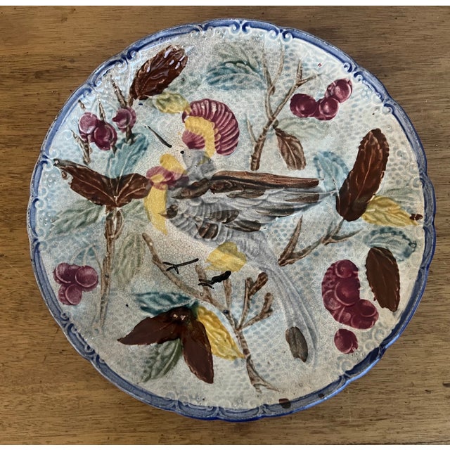 Late 19th Century Wasmuel Majolica Plate / Bowl, Belgium, 1890's For Sale - Image 5 of 6