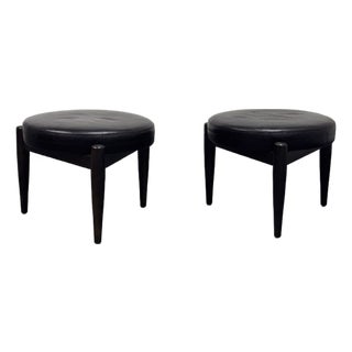 Room & Board Murphy Leather Ottomans, Pair For Sale