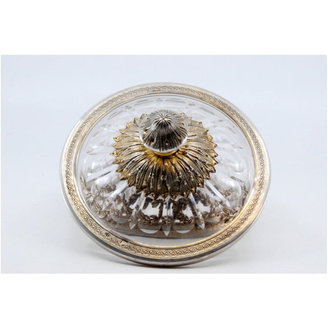 Compote in Cut Glass with Cut Silver Structure and Lid Knob For Sale - Image 3 of 11