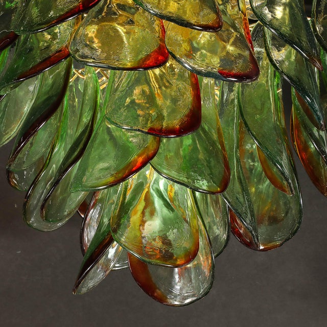 Mid-Century Signed Barbini Hand-Blown Murano Peacock Glass Chandelier For Sale - Image 13 of 15