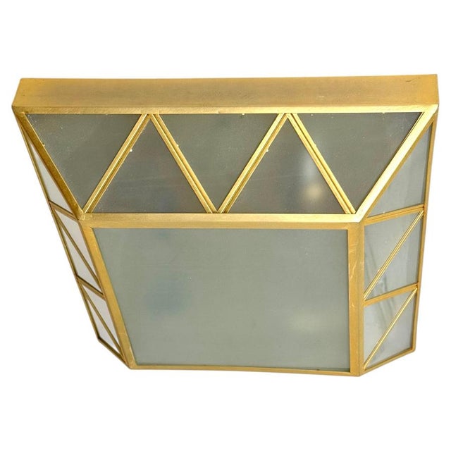 Art Deco Revival Frosted Glass Geometric Flush Mount by Wilhelm Vest, Austria, 1970s For Sale - Image 16 of 16