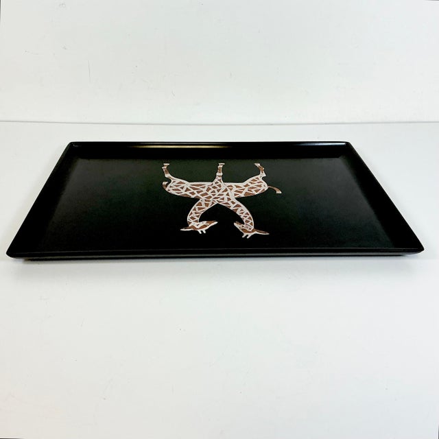 1970s Mid-Century Hollywood Regency Boho Chic Safari Couroc Giraffe Tray, Extra Large. For Sale - Image 12 of 18