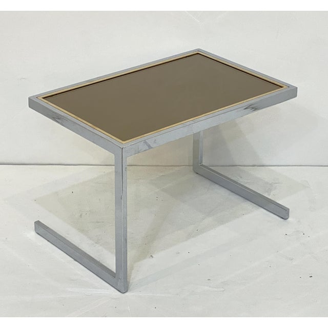 Set of Belgo Chrom Stacking or Nesting Tables of Chrome and Brass From Belgium For Sale - Image 11 of 12