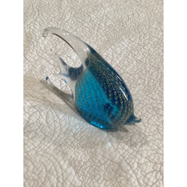 Glass Vincenzo Nason & Co Murano Glass Angelfish, Blue With Controlled Avventurina Copper Flake Strings, For Sale - Image 7 of 7