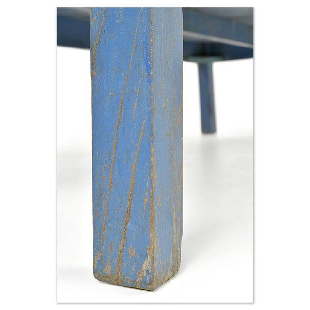 Antique Coffee Table with Blue Patina For Sale - Image 6 of 8