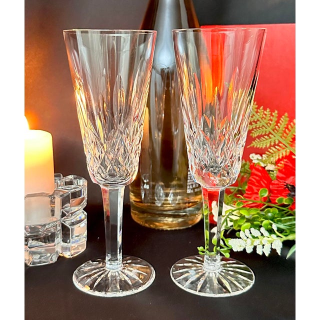 Vintage Traditional Waterford Crystal Lismore Champagne Flutes a Pair