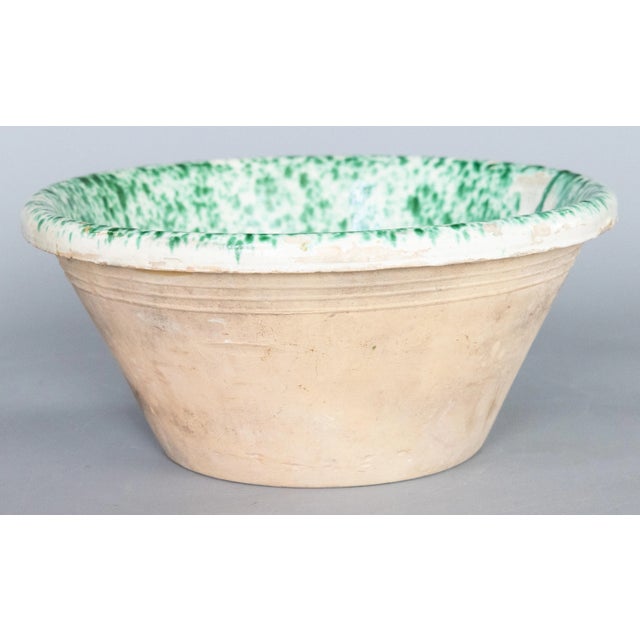 Green 19th Century French Speckled Green Glazed Terracotta Tian Decorative Bowl For Sale - Image 8 of 8