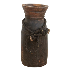 Antique Slim Patinated Wood Jar
