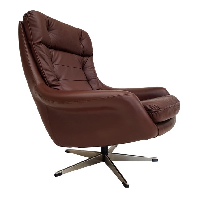 Danish Swivel Armchair 70s Leather Original Upholstery Very Good Condition Chairish