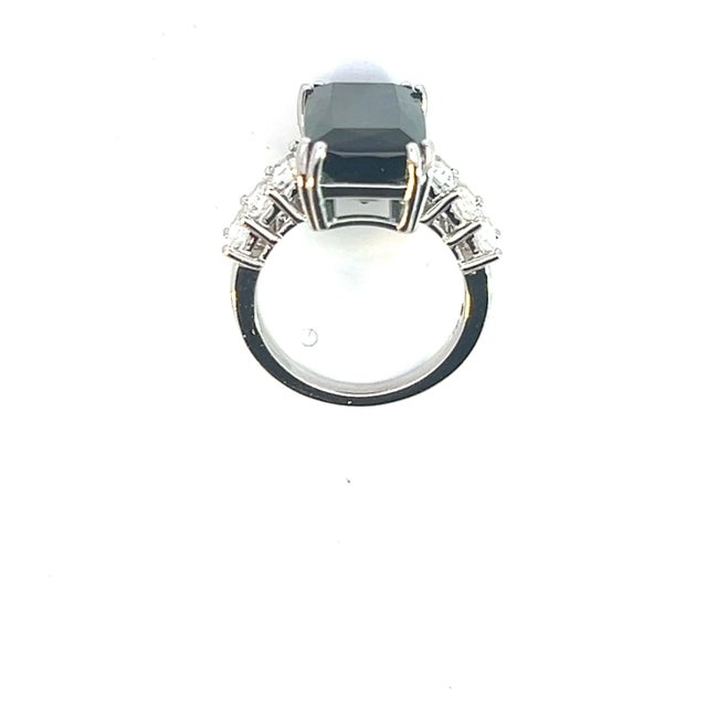 2010s Natural Tourmaline Sapphire Ring 7 14k WG 12.17 TCW Certified For Sale - Image 5 of 18