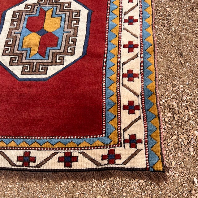 1940s Vintage Fine Wool Anatolian Red Rug - 3’x11’5 For Sale - Image 5 of 9