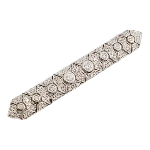 White Diamond Estate Brooch in 18k White Gold
