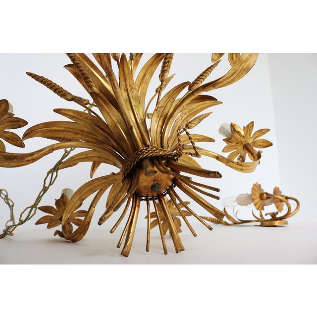 Vintage Gold-Plated Metal Chandelier and Wall Sconce Set from Hans Kögl, 1970s, Set of 2 For Sale - Image 15 of 17