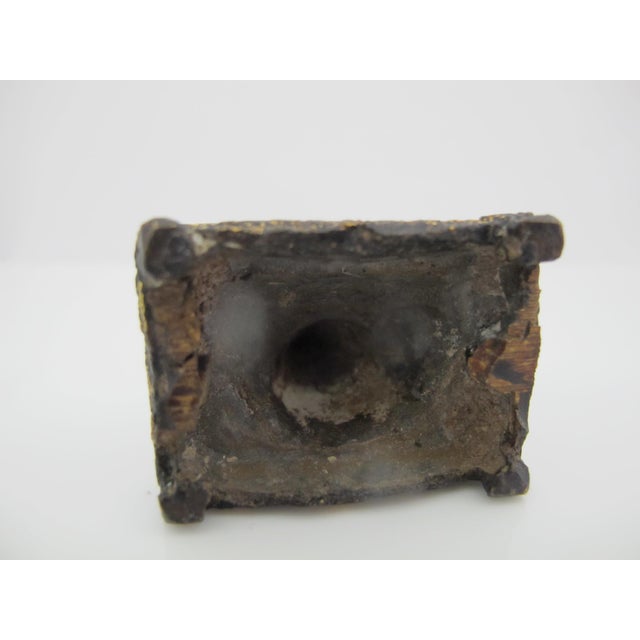 Bronze Thai Antique Gold Leaf Bronze Luang Phor Ngern Buddhist Monk Amulet Figurine For Sale - Image 8 of 8