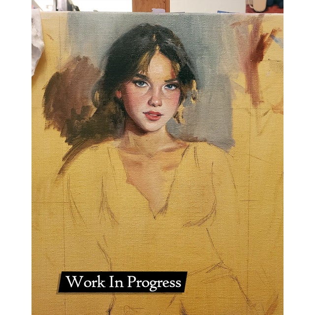 Blue "Girl in Green and Maroon" 16"x20" Oil on Canvas Contemporary Realist by S. B. Sagulo (Shawn Sagulo) For Sale - Image 8 of 10