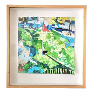 "Red Golf Tee" Abstract Sport Collage by Kim Frohsin