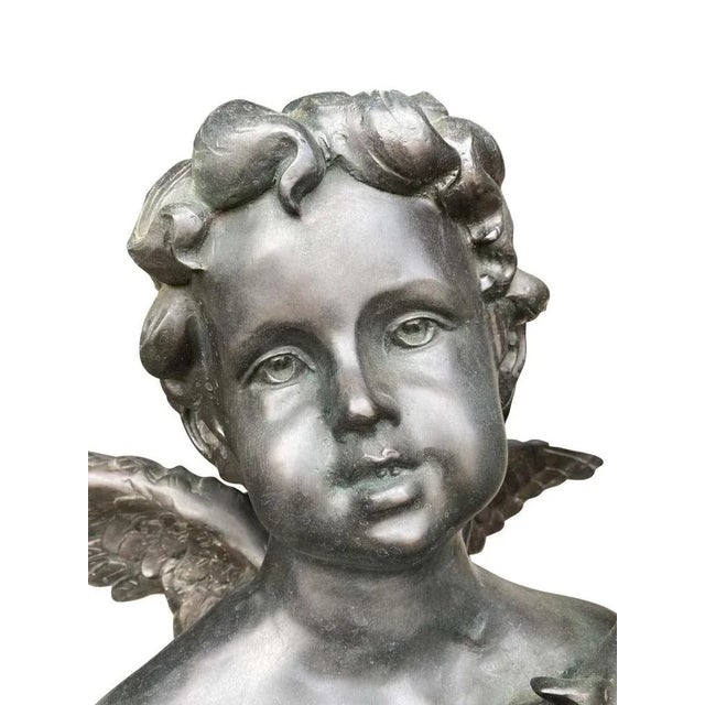 Metal Large 20th Century Bronze Cherub Fountains with Fish, Set of 2 For Sale - Image 7 of 16