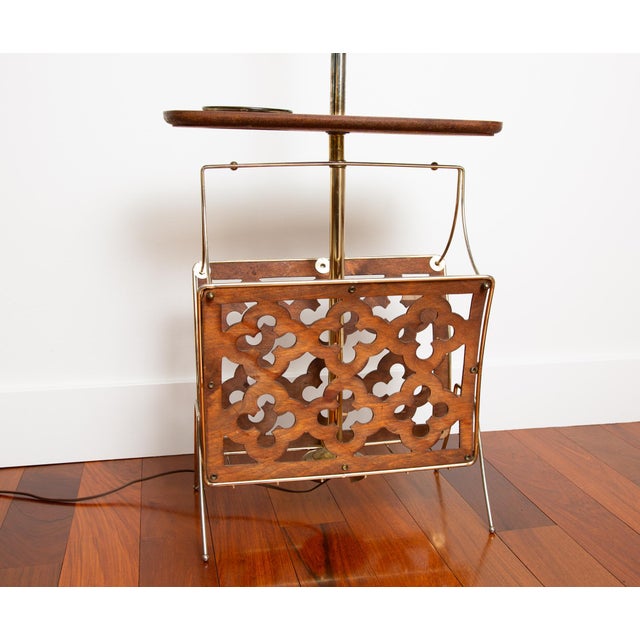 Vintage Floor Lamp With Table and Magazine Rack For Sale In Seattle - Image 6 of 7