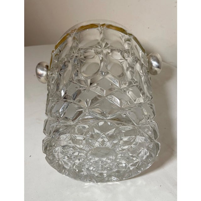 Large Antique Silverplate Cut Crystal Glass Champagne Wine Chiller Ice Bucket For Sale - Image 4 of 12