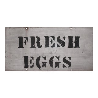 VIntage Metal Fresh Eggs Sign For Sale