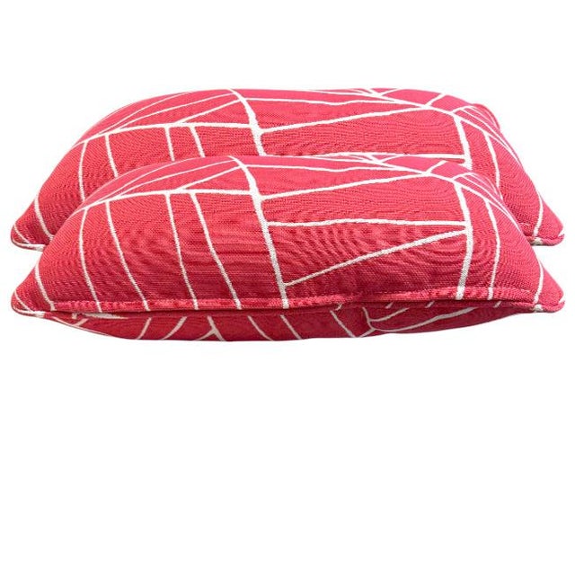 2020s Pair of Thibaut Geometric Pink & White Lumbar Pillows For Sale - Image 5 of 7