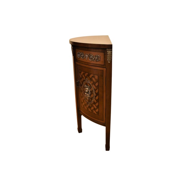 Mid 20th Century French Louis XVI Style Marquetry Demilune Cabinet For Sale - Image 10 of 12