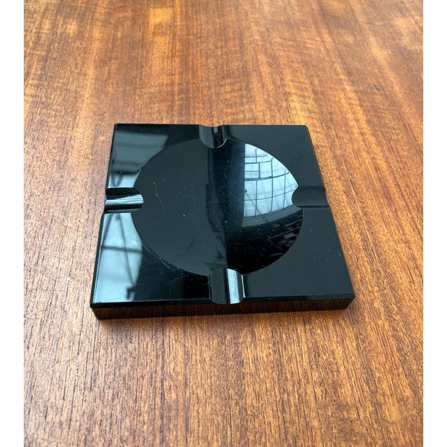 Postmodern Vintage Black Glass Ashtray, 1980s For Sale - Image 3 of 15