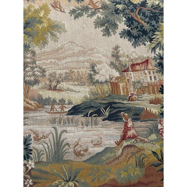 Vintage Jacquard Tapestry with Lauragais Landscape in the style of Aubusson, 1960s For Sale - Image 4 of 18