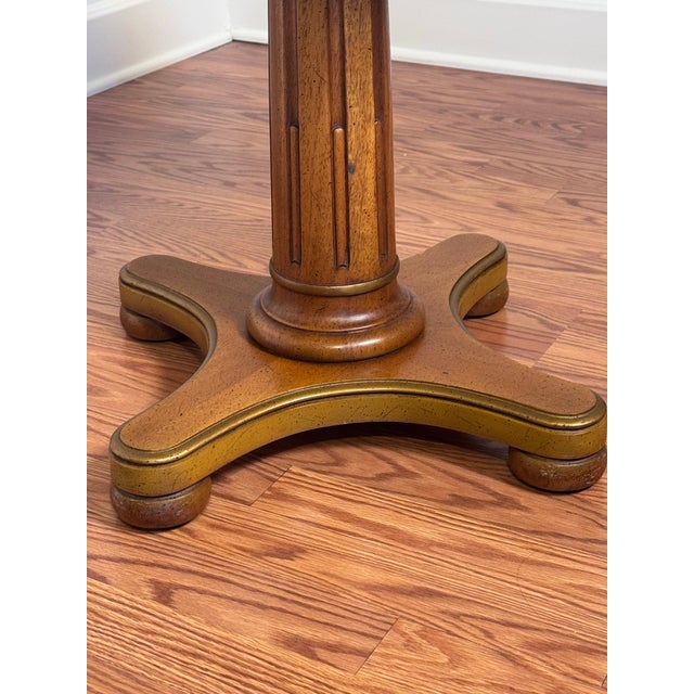 Vintage Neoclassical Henredon Round Solid Wood Side Table For Sale - Image 9 of 12