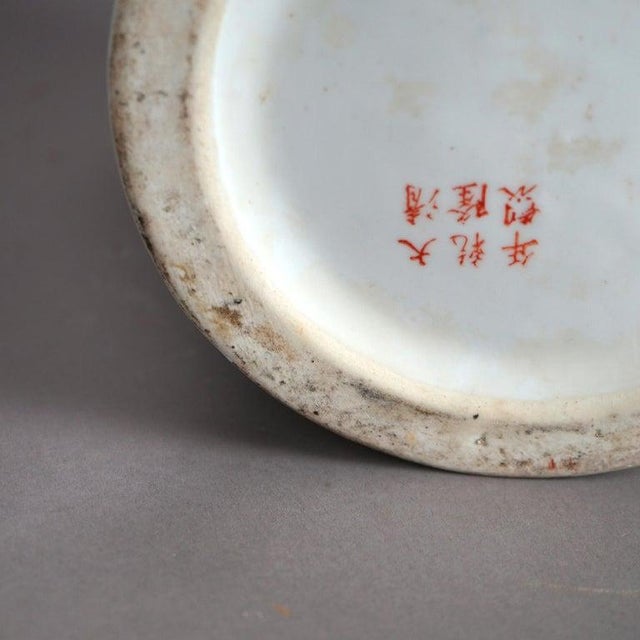 Large Porcelain Chinese Urn With Hand Enameled Decoration 20thC For Sale - Image 9 of 10