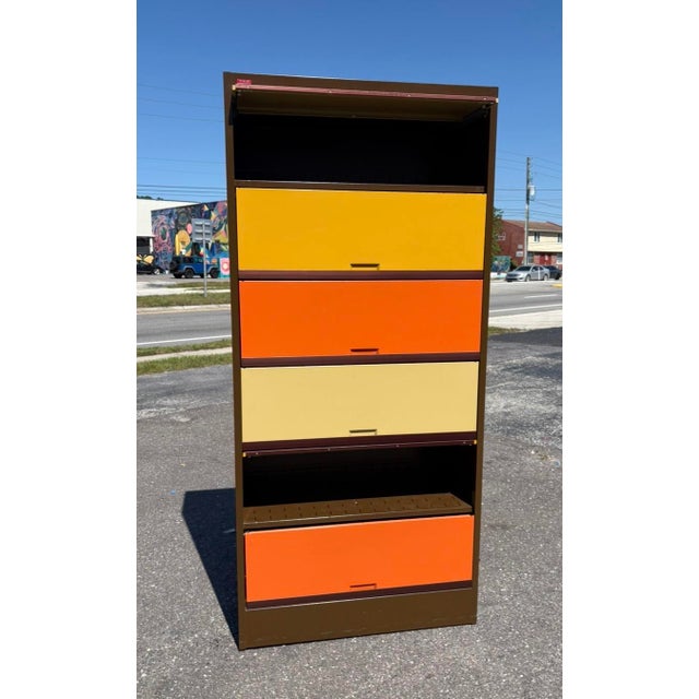 Mid Century Multicolor Tab Filing Cabinet For Sale - Image 4 of 9