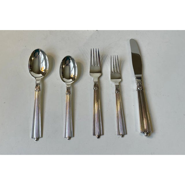 Art Deco Danish Cutlery Set by Borgstrøms Sølvvarefabrik, 1940s, Set of 65 For Sale - Image 13 of 13
