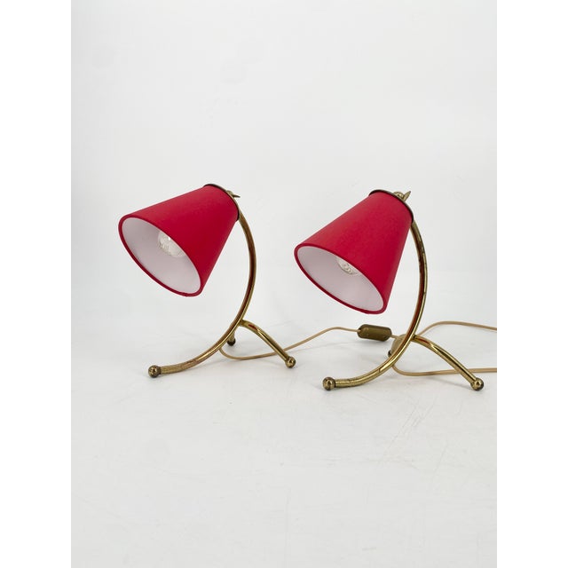 Vintage Table Lamps with Organically Shaped Brass Bases, 1950s, Set of 2 For Sale - Image 17 of 17