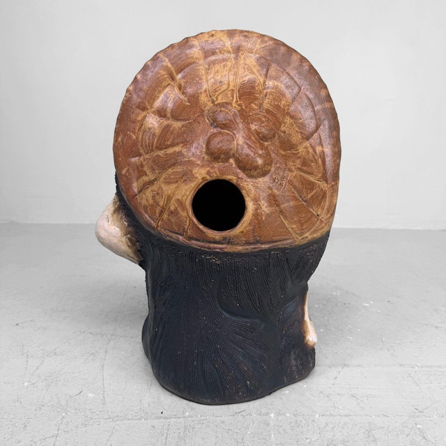 Black Large Shōwa Decorative Tanuki Raccoon Dog Shigaraki Earthenware, Japan, 1970s For Sale - Image 8 of 11