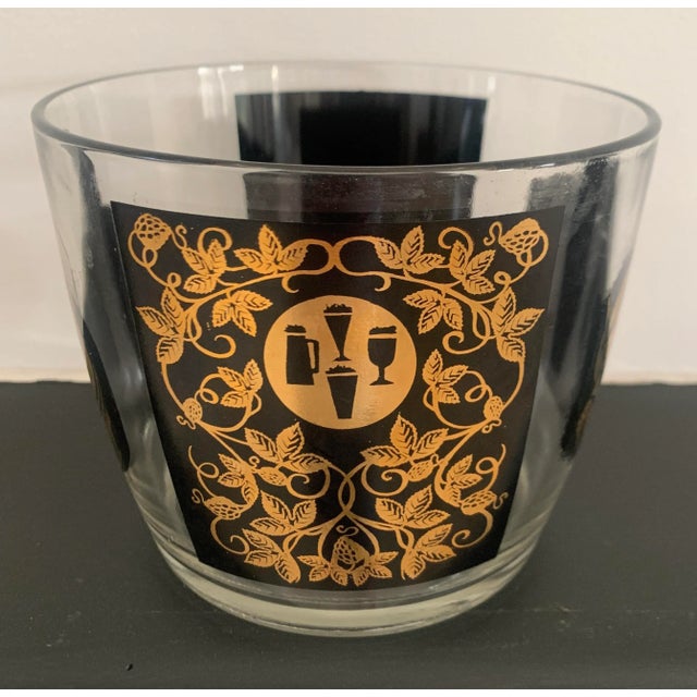 Ice Bucket Mid-Century Modern Black & Gold Glass For Sale In Phoenix - Image 6 of 6