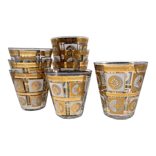 1960 Culver “Quadrille” 22k Gold Barware Set - 8 pcs For Sale