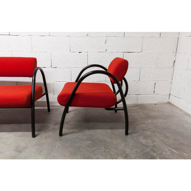 Red Sofa and Armchairs, 2001, Set of 3 For Sale - Image 6 of 18
