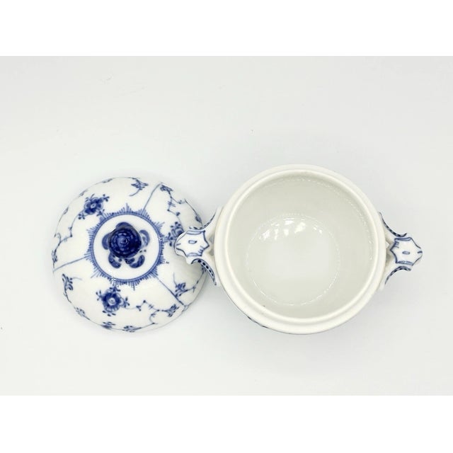 Mid-Century Modern Vintage Royal Copenhagen Blue Fluted Covered Sugar Bowl For Sale - Image 3 of 4