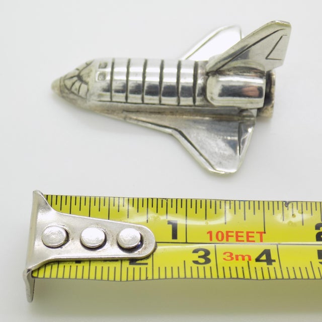 Vintage Italian Handmade Genuine Sterling Silver Space Shuttle Figurine Miniature For Sale - Image 9 of 9