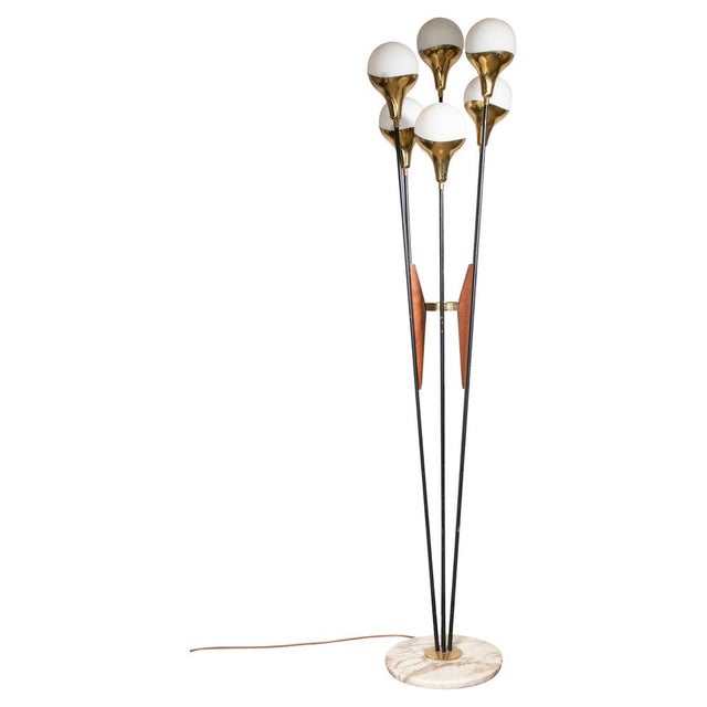 1960s Alberello Floor Lamp by Stilnovo, Brass and Murano Glass, 1960s Italy For Sale - Image 5 of 5