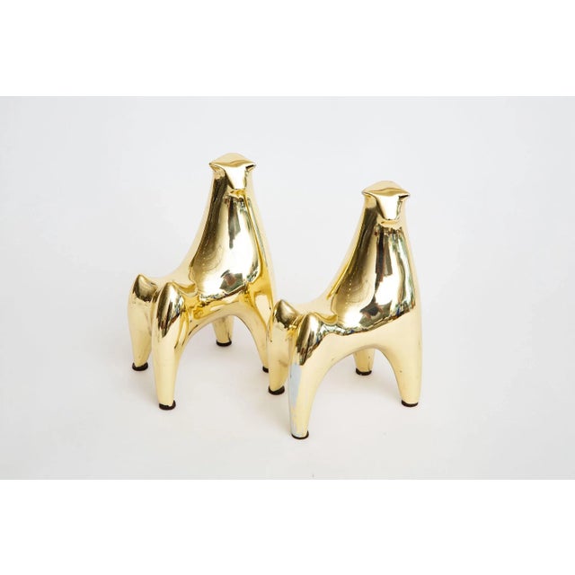 Modern Vintage Brass Bull Norman Bleckner Stickered Bookends Pair Of For Sale - Image 3 of 12
